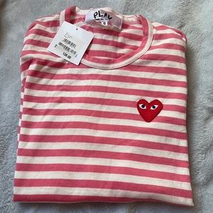 Comme des garcons pink king sleeved striped shirt